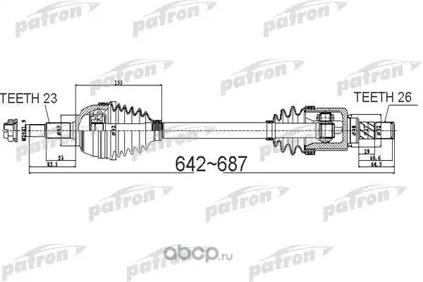 pds0524 Вал привода NISSAN Micra (05-), Note (05-) передний левый PATRON — фото 255x150