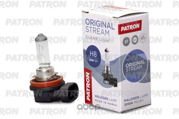 plh81235 Лампа 12V H8 35W PGJ19-1 4300K PATRON Original Stream 1 шт. картон PLH8-12/35 — фото 255x150
