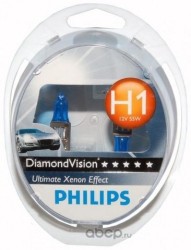 12258dvs2 Лампа 12 В H1 55 Вт дальнего света Diamond Vision 5000K галогенная 2 шт. Philips — фото 255x150