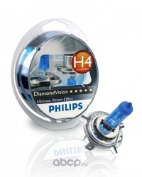 12342dvs2 Лампа галоген H4 12/60/55W P43t к-т 2шт "PHILIPS" Diamond Vision 5000K — фото 255x150