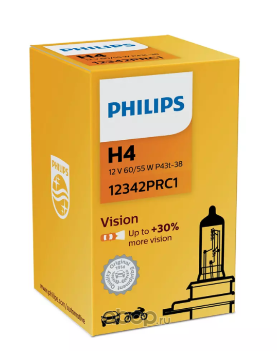 12342prc1 Лампа 12V H4 60/55W +30 PHILIPS Premium 1 шт. картон 12342PRC1 — фото 255x150