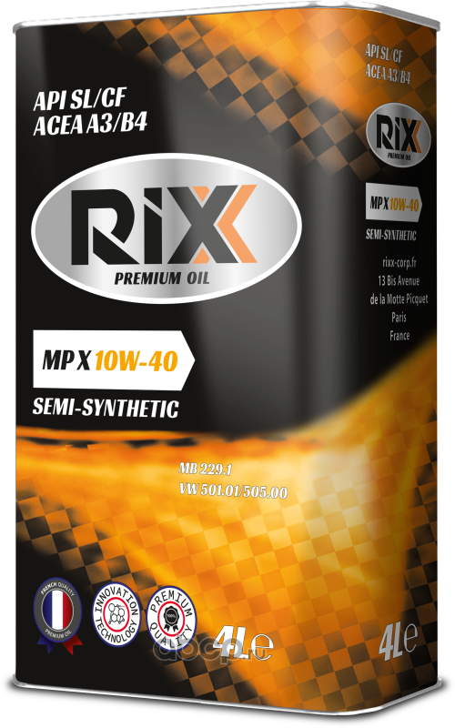 rx0002mpx Масло моторное MP X SL/CF 10W40 п/синт.4л RIXX — фото 255x150