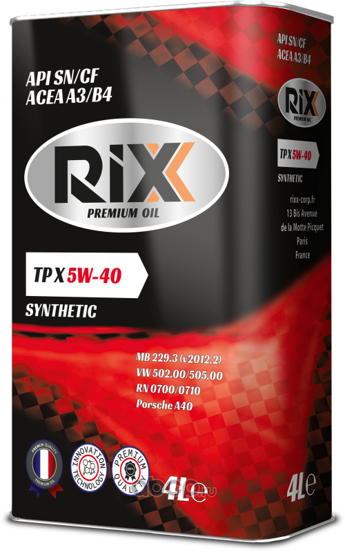 rx0007tpx Масло моторное TP X SN/CF 5W40 синт.4л RIXX — фото 255x150
