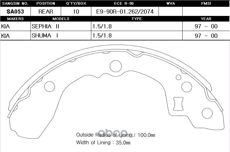 sa053 SA053SNS 4060 00 !колодки барабанные з. Kia Shuma 1.5-1.8 97> — фото 255x150