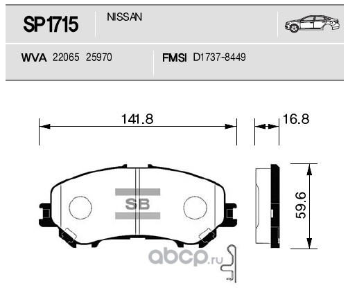 sp1715 SP1715 колодки дисковые передние! Nissan Qashqai 1.6/2.0/1.5dCi/1.6dCi 13> — фото 255x150