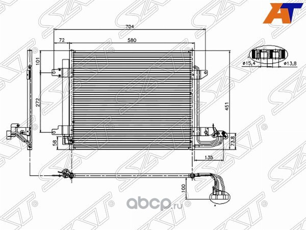 stvw653940 Радиатор кондиционера VOLKSWAGEN TOURAN 03-/CADDY 04- SAT ST-VW65-394-0 — фото 255x150