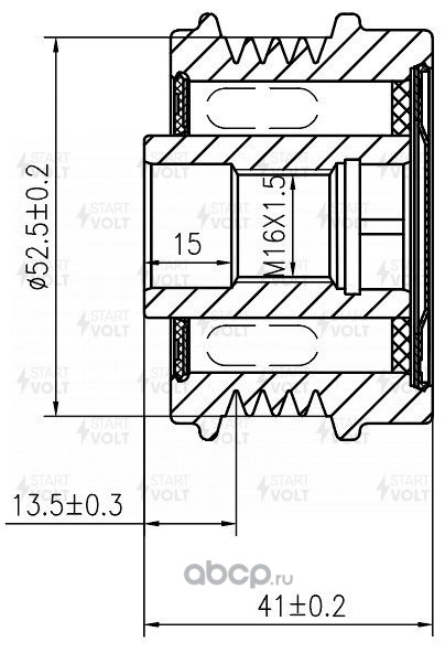 sgp0185 Шкив с обгонной муфтой генер. для а/м Ford Focus III (10-) 2.0i STARTVOLT SGP 0185 — фото 255x150