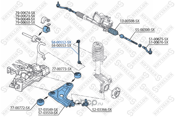5600552sx Тяга стабилизатора переднего левая Peugeot 207 all 06 — фото 255x150