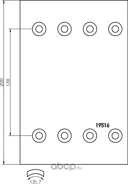 1951512 Накладка тормозной колодки SAF (300x200) стандарт 64 отв. 8x18 / 93252 (8шт.) TEXTAR — фото 255x150