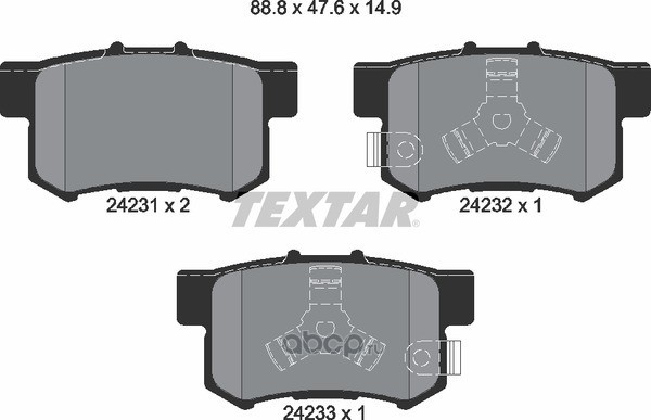 2423101 Колодки тормозные HONDA CR-V 2 задние (4шт.) TEXTAR — фото 255x150