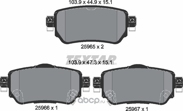 2596501 Колодки тормозные NISSAN Qashqai (14-) задние (4шт.) TEXTAR — фото 255x150