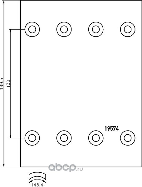 1957424 накладки тормозные 2-рем! WVA 19574 (300x200)(93251 8x15 64) MB, BPW, Cardi.Kass (SN3020) — фото 255x150