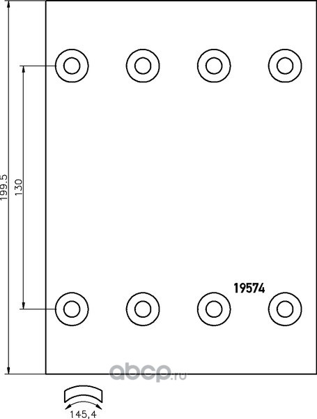 1957425 Накладка тормозной колодки BPW (300x200) 1-й рем. 80 отв. 8x15 / 93251 (8шт.) TEXTAR — фото 255x150