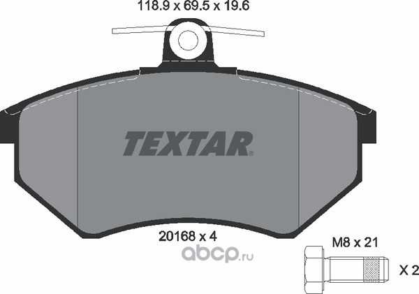 2016804 Колодки передние с противошумной пластиной Q+ VW B3/B4/G2/G3 TEXTAR 2016804 — фото 255x150