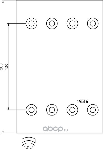 1951513 Накладка тормозной колодки SAF (300x200) 1-й рем. 64 отв. 8x18 / 93252 (8шт.) TEXTAR — фото 255x150