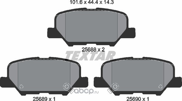 2568801 Колодки тормозные MITSUBISHI Outlander (12-) задние (4шт.) TEXTAR — фото 255x150