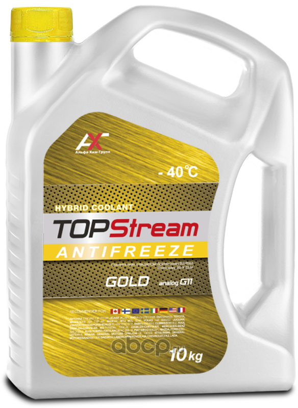 atsg00010 Антифриз TOPStream EXTRA GOLD (жёлтый) G11 10 л — фото 255x150