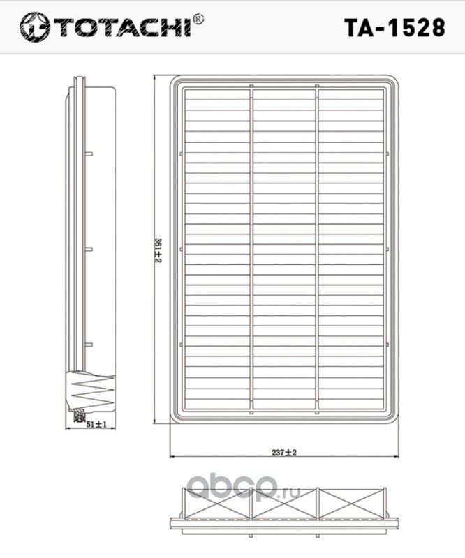 ta1528 Фильтр воздушный TOTACHI TA-1528 A-3017 MR404849 MANN C 3766 TOTACHI TA-1528 — фото 255x150