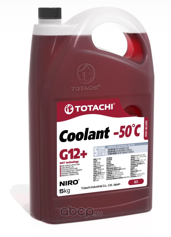 44805 Антифриз, готовый раствор NIRO COOLANT G12+ -50°C красный 5кг — фото 255x150