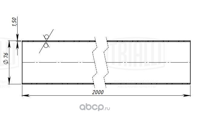 emc0177 Труба глуш. прям. 76х2000 (d=76х1.5, L=2000мм) (алюм. сталь) TRIALLI EMC 0177 — фото 255x150