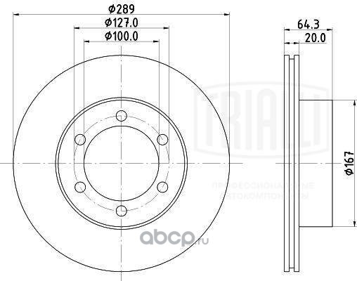 df117410 Диск торм. для а/м Great Wall Safe (02-)/Toyota 4Runner (84-)/Hilux (88-) перед. d=289 (DF 117410) — фото 255x150