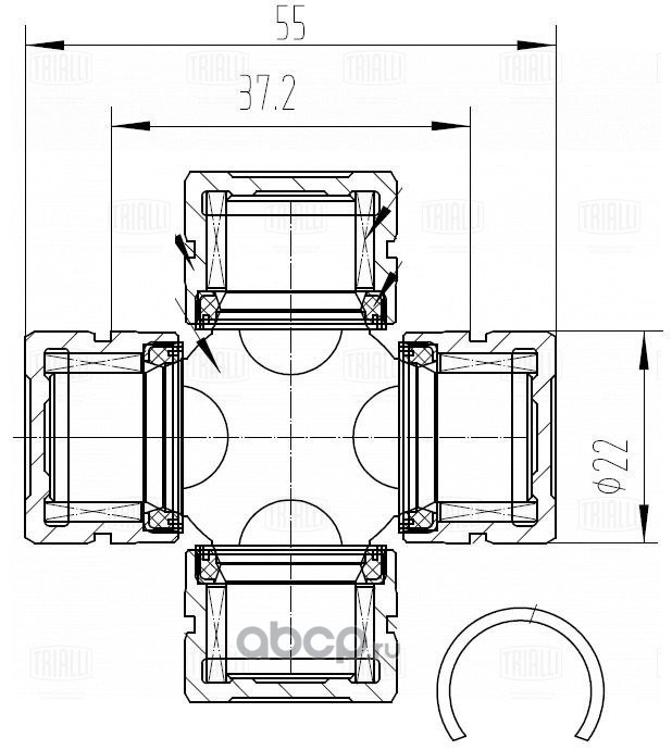 cc406 Крестовина MITSUBISHI вала карданного (40.00х22.00) TRIALLI — фото 255x150