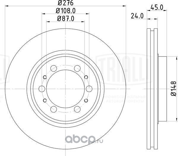 df117404 Диск торм. для а/м Mitsubishi Pajero III (00-)/Pajero Sport (98-)/L200 (96-) перед. d=276 (DF 117404 — фото 255x150