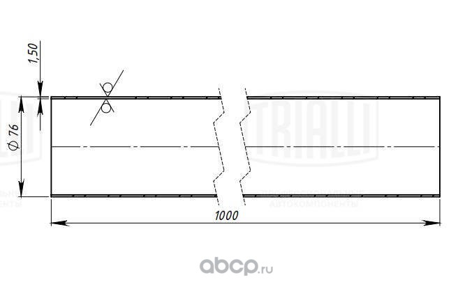 emc0176 Труба глуш. прям. 76х1000 (d=76х1.5, L=1000мм) (алюм. сталь) TRIALLI EMC 0176 — фото 255x150