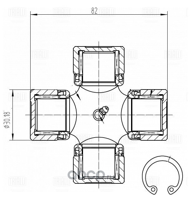 cc719 Крестовина 30.18x82 (стоп. кольца, центральная смазка) — фото 255x150