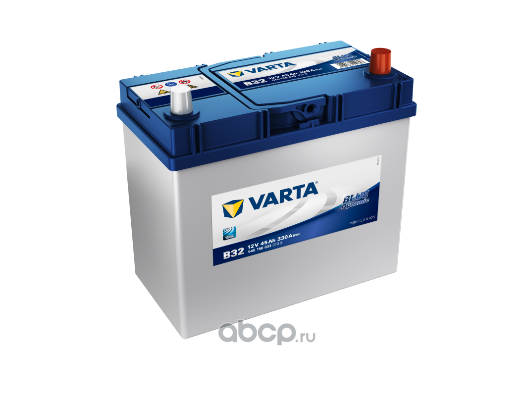 545156033 Аккумулятор VARTA Blue Dynamic 45 А/ч обратная R+ B32 238x129x227 EN330 А — фото 255x150
