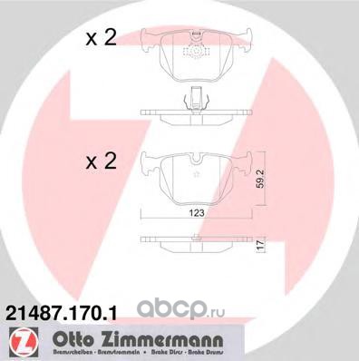 214871701 колодки дисковые !задн. 123x59x17  BMW E38 2.8/4.0/5.0/2.5TDs/3.0D 95-01/E46 M3 3.2 00> — фото 255x150