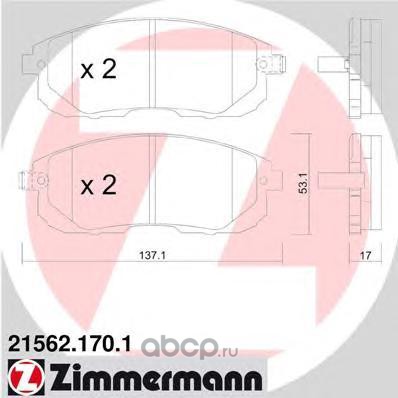 215621701 колодки дисковые !перед. 137x53x17  Nissan Juke I 10>/Tiida II 14>/Teana I/II 03>, Suzu — фото 255x150