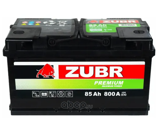zp850 АКБ ZUBR Premium 85Ah R+ (ZP850)  (-/+)  12V 800A EN  315х175х175 — фото 255x150