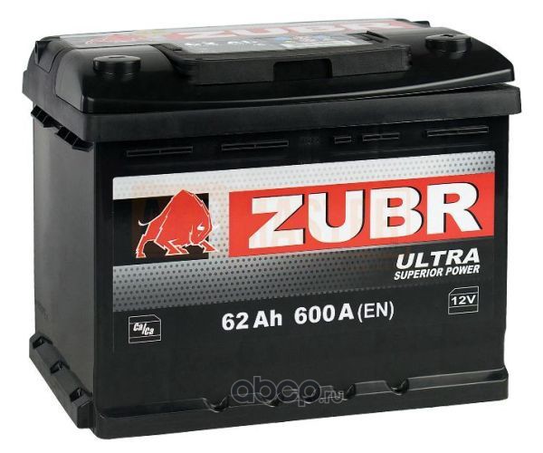 zu620 АКБ ZUBR Ultra 62Ah R+ (ZU620) (-/+) 12V 600A EN низкий 242х175х175 — фото 255x150